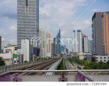 Modern city building with railway of train in Modern city building with railway of train in 71891499