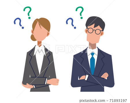Business arms folded, men and women worried, upper body Business arms folded, men and women worried, upper body 71893197