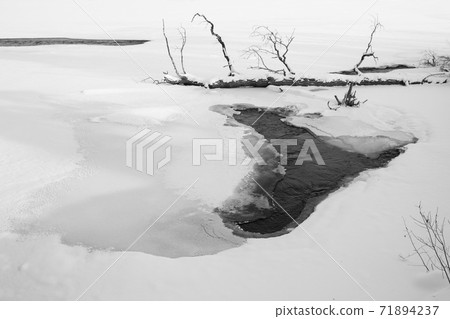 Heart shaped lake in winter. Landscape in Siberia. 71894237