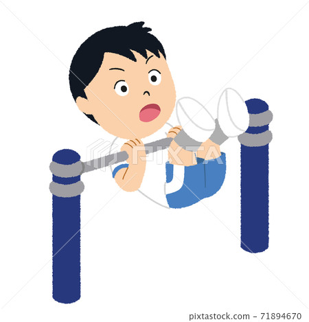 Illustration of a boy who goes upside down in physical education 71894670