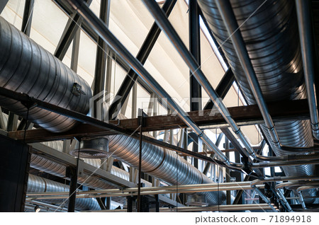 Ceiling structure with steel ventilation pipe and pipe systems 71894918