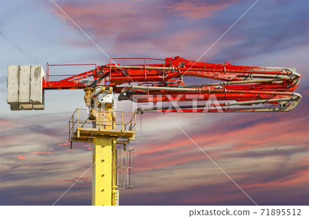 Construction concrete pump (pump truck ) against the sky 71895512