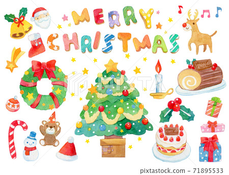 聖誕節水彩插圖 聖誕節水彩插圖 71895533