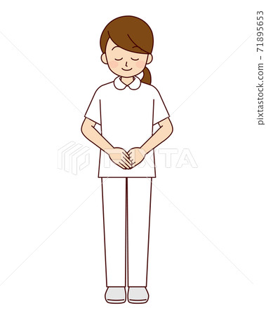 Female nurse bowing Female nurse bowing 71895653