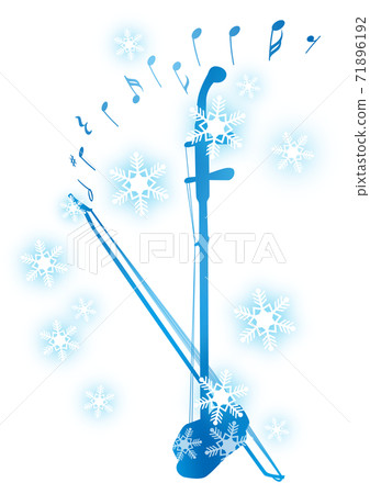 Snow and musical instrument erhu 71896192