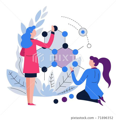 Women chemists or biologists scientists and molecule isolated icon Women chemists or biologists scientists and molecule isolated icon 71896352