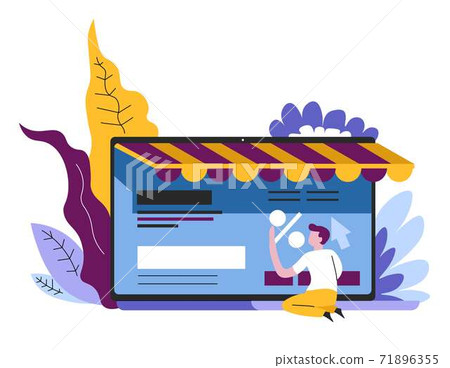 Online shopping Internet store page on computer screen or tablet Online shopping Internet store page on computer screen or tablet 71896355