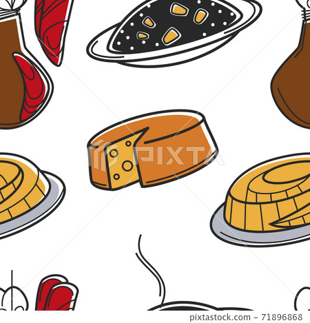 Croatia national food seamless pattern Croatian cuisine 71896868