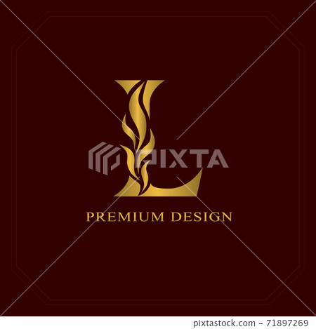 Gold Elegant letter L. Graceful style. Calligraphic beautiful logo. Vintage drawn emblem for book design, brand name, business card, Restaurant, Boutique, Hotel. Vector illustration 71897269