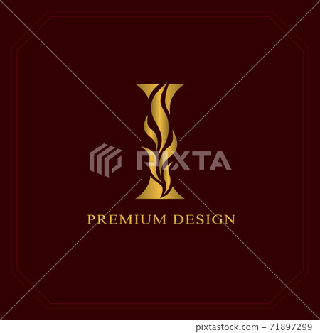 Gold Elegant letter I. Graceful style. Calligraphic beautiful logo. Vintage drawn emblem for book design, brand name, business card, Restaurant, Boutique, Hotel. Vector illustration Gold Elegant letter I. Graceful style. Calligraphic beautiful logo. Vintage drawn emblem for book design, brand name, business card, Restaurant, Boutique, Hotel. Vector illustration 71897299