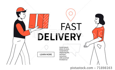Fast delivery - modern flat design style web banner 71898163