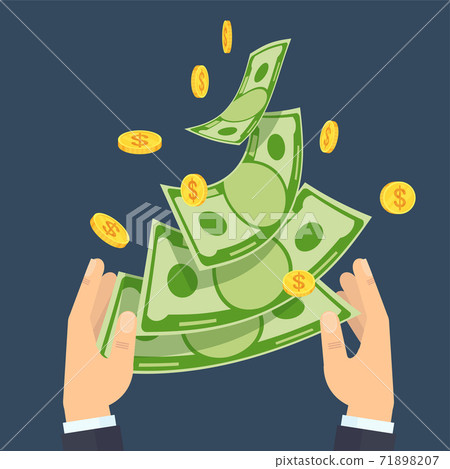 Hands throw money into a black hole. Economic crisis. 71898207