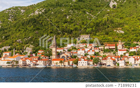 Perast Old Town in the Bay of Kotor, beautiful summer view from the sea, Montenegro Perast Old Town in the Bay of Kotor, beautiful summer view from the sea, Montenegro 71899231