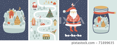 Magical christmas scene posters set. Christmas... - Stock Illustration ...