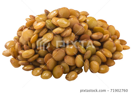 Pile of cooked lentils (Lens culinaris seeds)  isolated 71902760