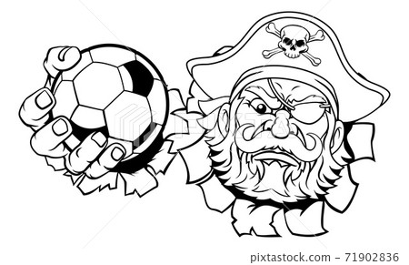 Pirate Soccer Football Ball Sports Mascot Cartoon 71902836