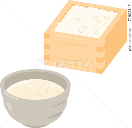 Amazake in a teacup and rice jiuqu in a box Amazake in a teacup and rice jiuqu in a box 71903145