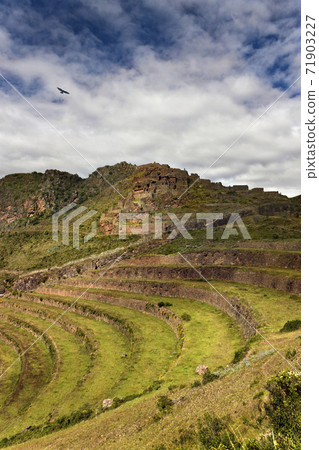 Inca ruins and terraces at Qantus Raqay - Sacred Valley - Peru Inca ruins and terraces at Qantus Raqay - Sacred Valley - Peru 71903227