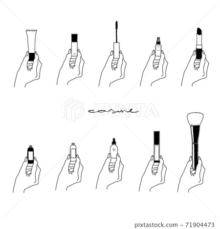 手裡拿著化妝品的插圖 手裡拿著化妝品的插圖 71904473