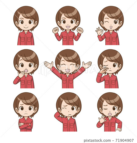 Female mechanic facial expression set 71904907