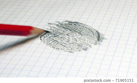 Pencil sketching modern digital crypto currency 71905151