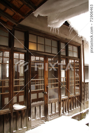 Windows and icicles in the winter shayokan 71906463