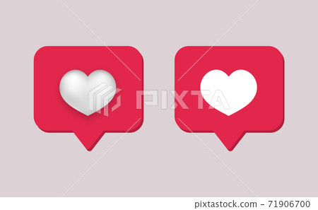 Like social network. 3d red frame with white heart modern online communication in applications. Like social network. 3d red frame with white heart modern online communication in applications. 71906700