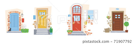 Classic doors and windows collection. Vector illustration 71907792