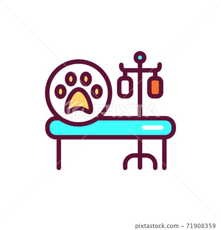 Animal operating hospital room and equipment line color icon. Isolated vector element. Outline pictogram for web page, mobile app, promo. Animal operating hospital room and equipment line color icon. Isolated vector element. Outline pictogram for web page, mobile app, promo. 71908359