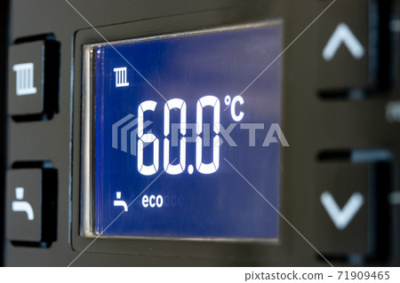 The smart control panel household gas boiler, close up. 71909465