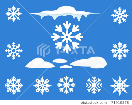 Snowflake winter set of blue on white... - Stock Illustration [71910278 ...