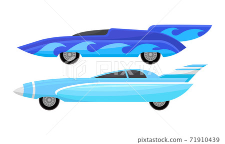 Customized Racing Sport Cars Side View Vector Set - Stock Illustration ...