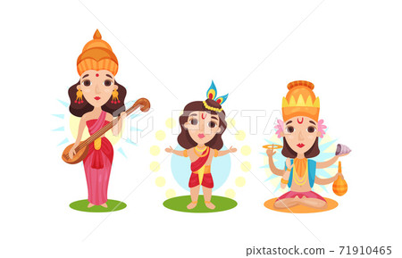 Indian Deity as Gods and Goddesses in Hinduism Vector Set Indian Deity as Gods and Goddesses in Hinduism Vector Set 71910465