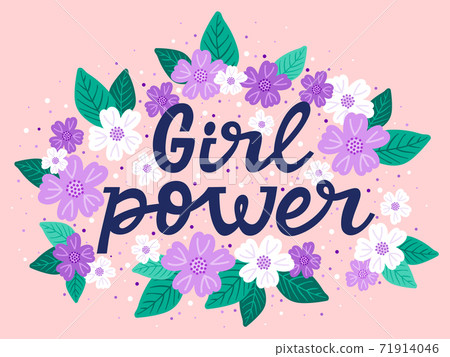 Girl power quote. Feminism motivational lettering slogan, inspirational hand drawn lettering. GRL PWR women empowerment vector illustration 71914046