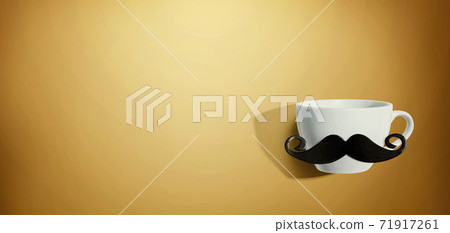A cup of coffee with a paper mustache A cup of coffee with a paper mustache 71917261