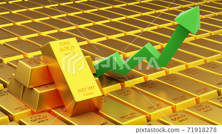 3d render of gold brick gold bar with graph Financial concept 3d render of gold brick gold bar with graph Financial concept 71918278