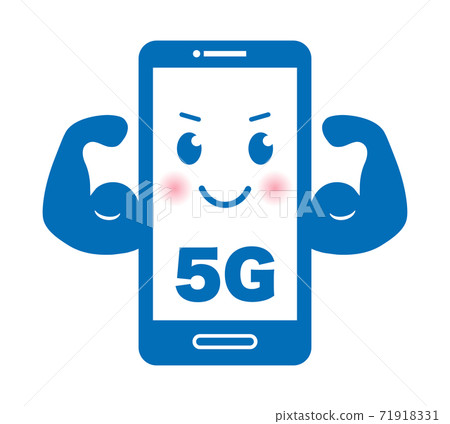 Anthropomorphic character of 5G smartphone (muscle pose) Anthropomorphic character of 5G smartphone (muscle pose) 71918331