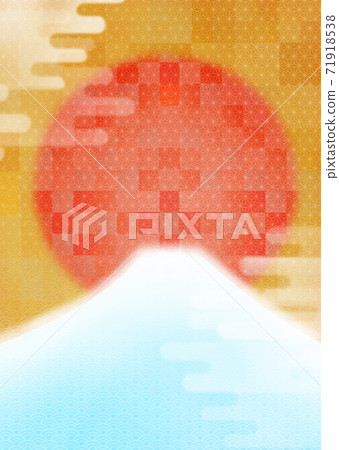 Cute New Year's card background illustration of Mt. Fuji and the first sunrise Cute New Year's card background illustration of Mt. Fuji and the first sunrise 71918538