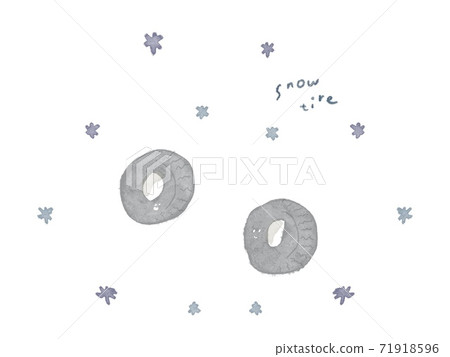 A set of simple watercolor-style illustrations of winter tires. A set of simple watercolor-style illustrations of winter tires. 71918596