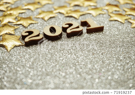 Happy New year 2021 with space copy on silver glitter background Happy New year 2021 with space copy on silver glitter background 71919237