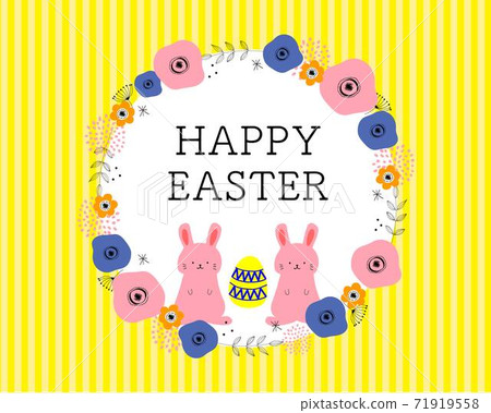 Rabbit and flower easter banner design 71919558