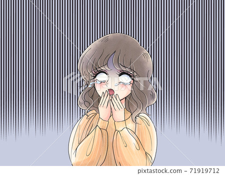 女孩卡通風格，美麗的女人，被白皮眼睛震驚，昭和風格，70年代的風格，加納背景 71919712