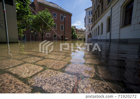 View of a street in Meissen during the 2013 floods View of a street in Meissen during the 2013 floods 71920272