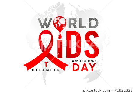 World AIDS Day Awareness 1st December illustration with red ribbon. AIDS or HIV celebration day for poster, flyer, banner background design with typography text effect, red ribbon and globe blood drop World AIDS Day Awareness 1st December illustration with red ribbon. AIDS or HIV celebration day for poster, flyer, banner background design with typography text effect, red ribbon and globe blood drop 71921325