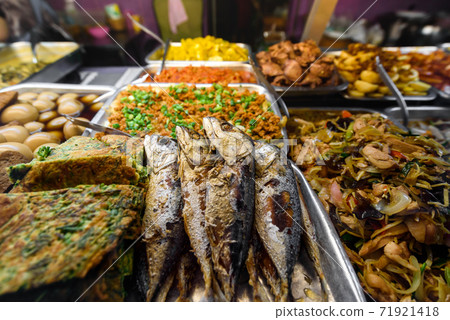 Many kind of Thai food sell in street market , Thailand 71921418