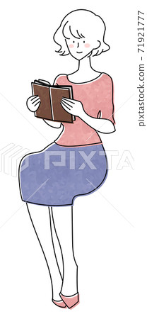 Illustration of a woman reading a book 71921777