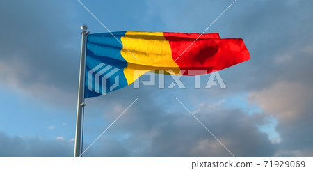 3d rendering of the national flag of the Chad 71929069