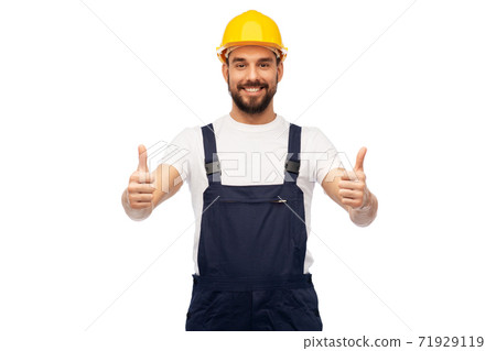male worker or builder showing thumbs up 71929119