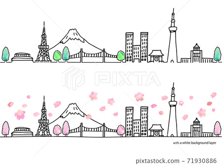 春季東京城市景觀的水平角線圖集 71930886