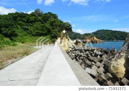 Coastline promenade (Matsushima Bay / Mt. - Stock Photo
